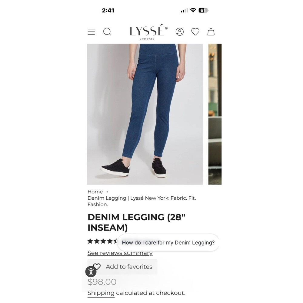 LYSSÉ Crossover Denim Leggings Sz. Small Indigo